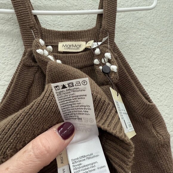 Mar Mar Copenhagen Rova Fallow Deer Brown Knit Romper Hat Set Infant 1 Year NEW - Picture 4 of 5